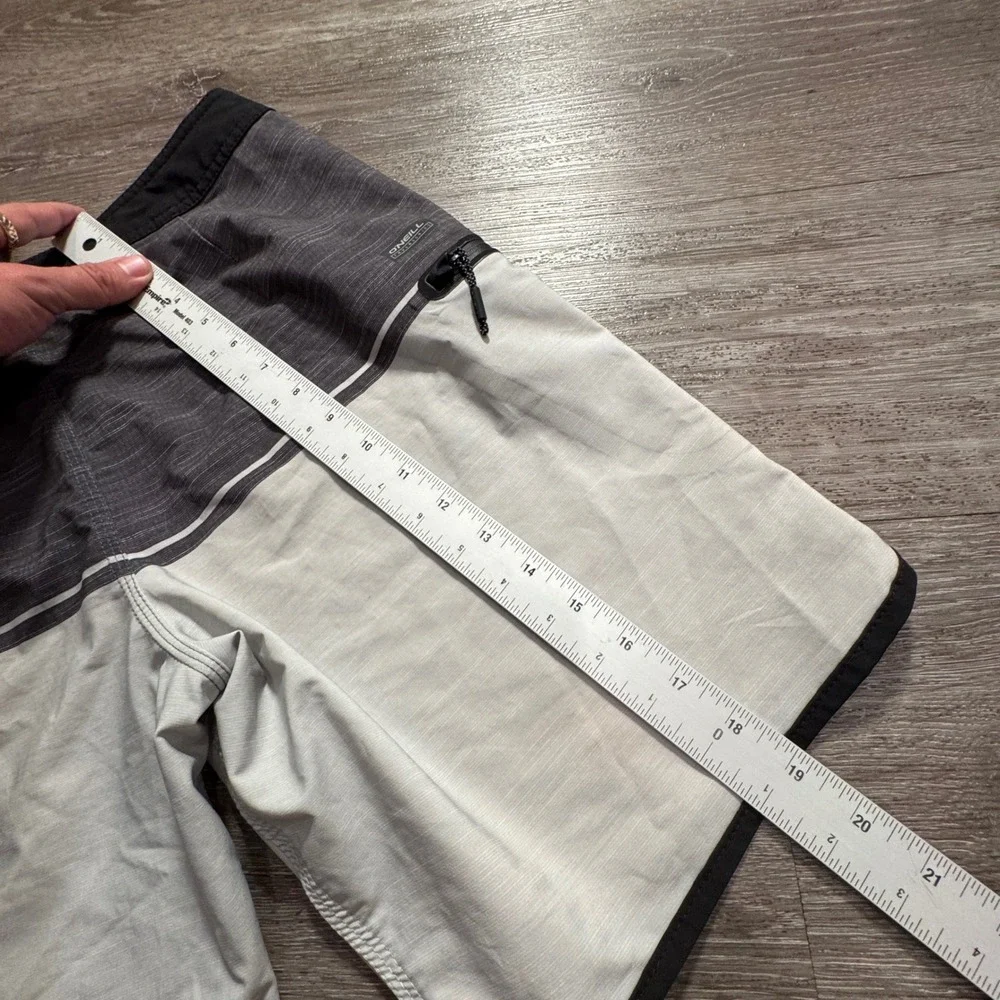 O'Neill Board Shorts Mens 29 Gray White Polyester Hyperfreak Summer Surf Beach